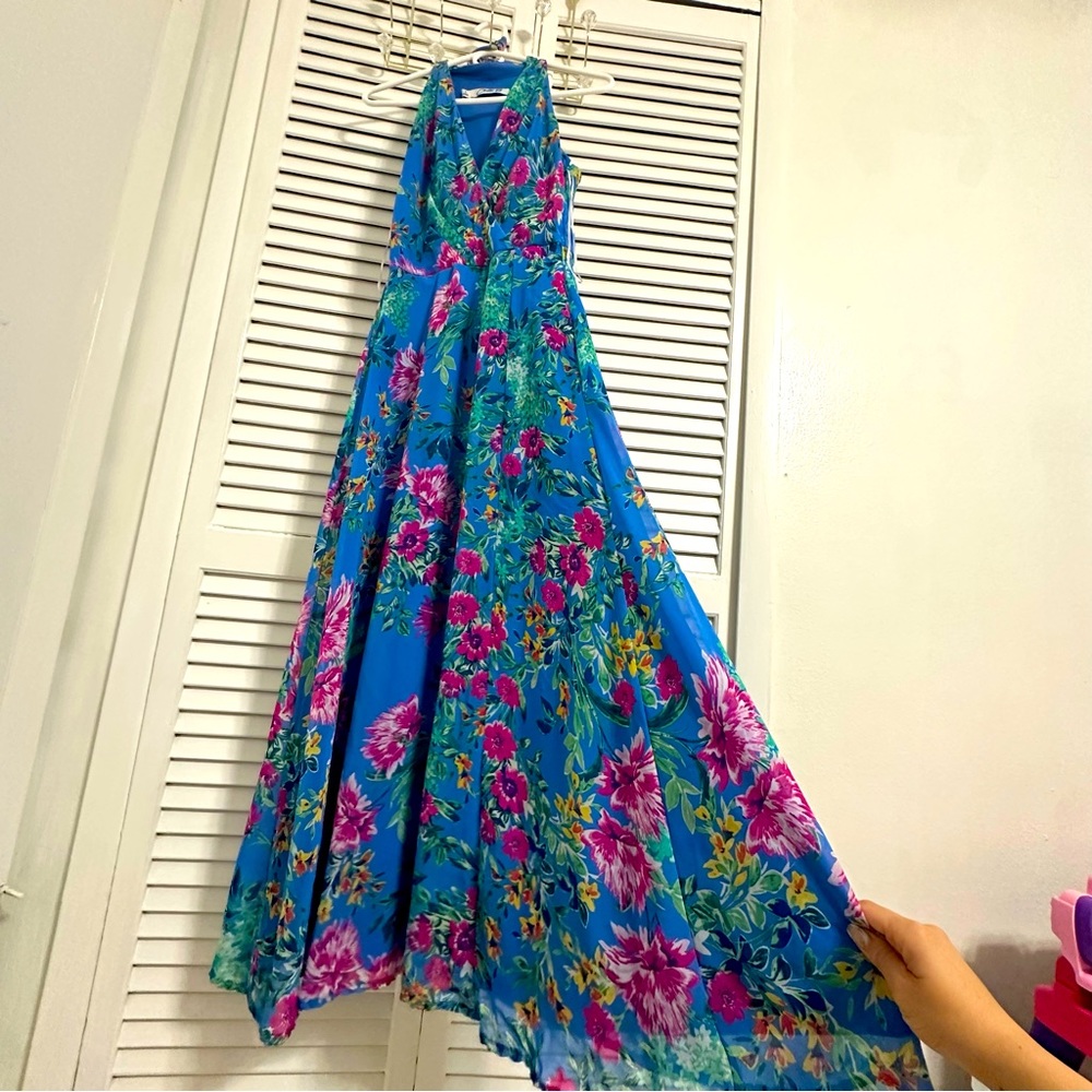 Chetta B Floral Dress,Color Blue,Size S,Made in Vietnam